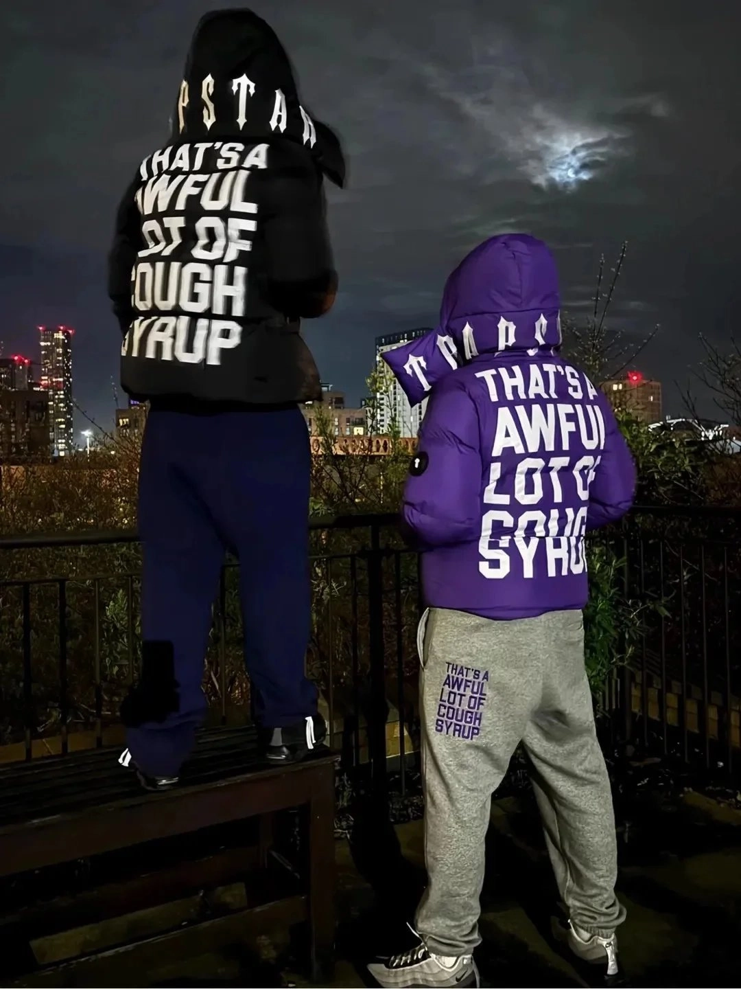 TAPSTAN Cough Syrup Puffer Jacket - Black and Purple Edition