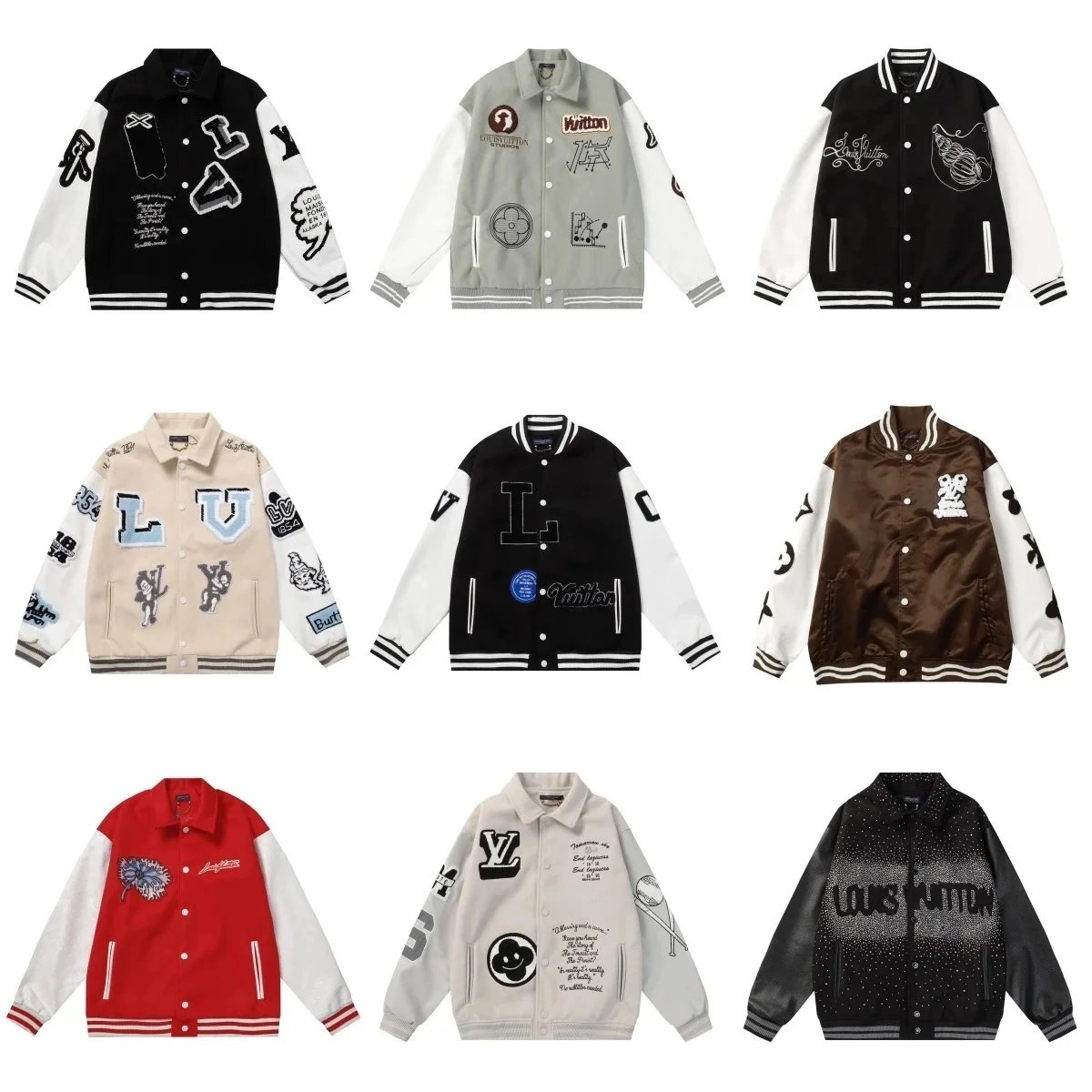 Louis Vuitton Monogram Patchwork Varsity Jacket Black-White