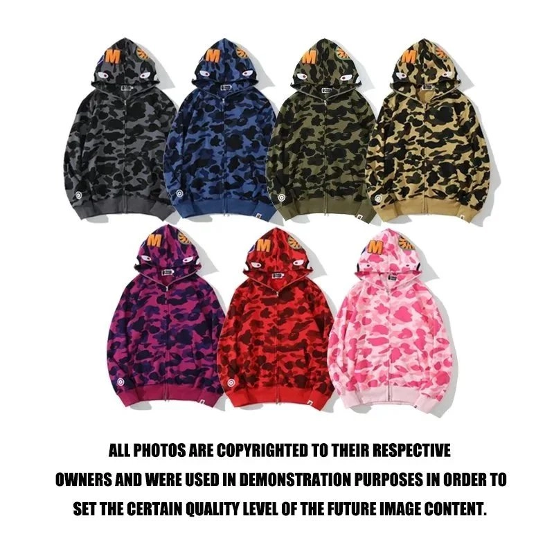 A Bathing Ape Shark Camo Hoodie - Black Military Camo
