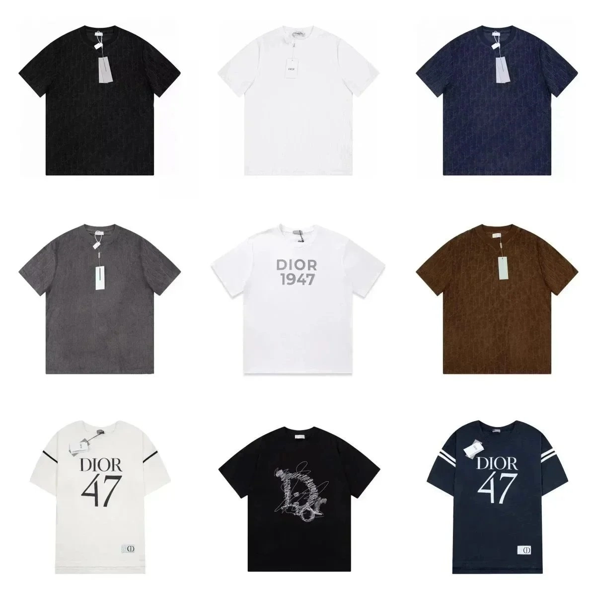 Dior 1947 Logo Graphic T-Shirt - Black Textured Cotton