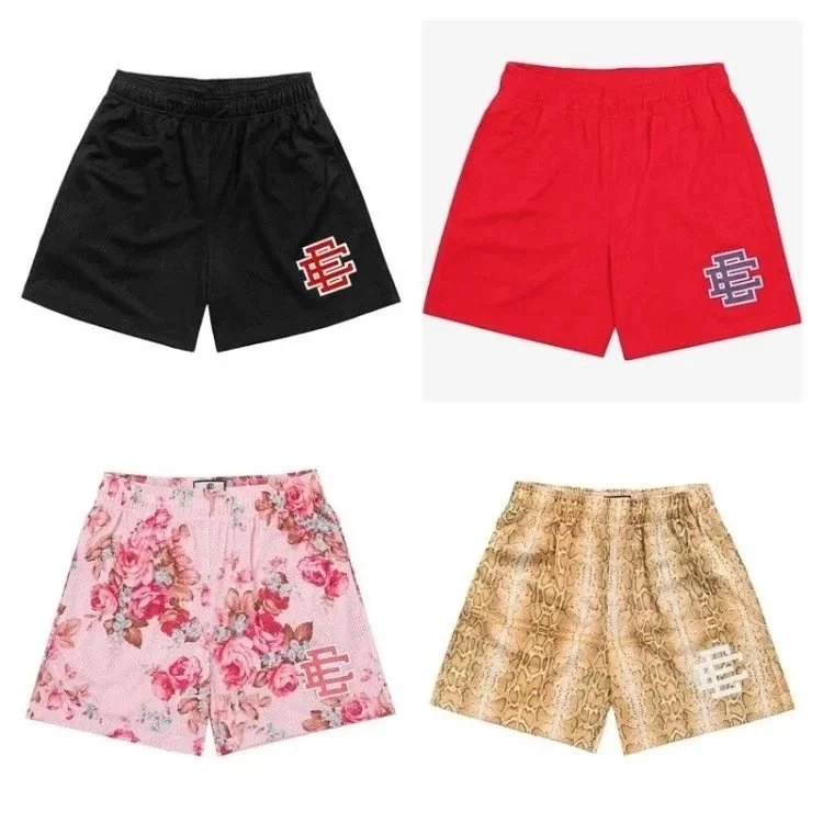 Essentials Logo Mesh Shorts - Black Red Floral Snake Print