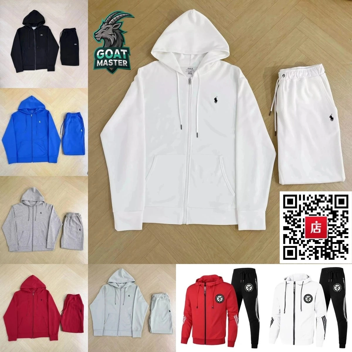 Polo Ralph Lauren White Full-Zip Hoodie with Small Pony Logo