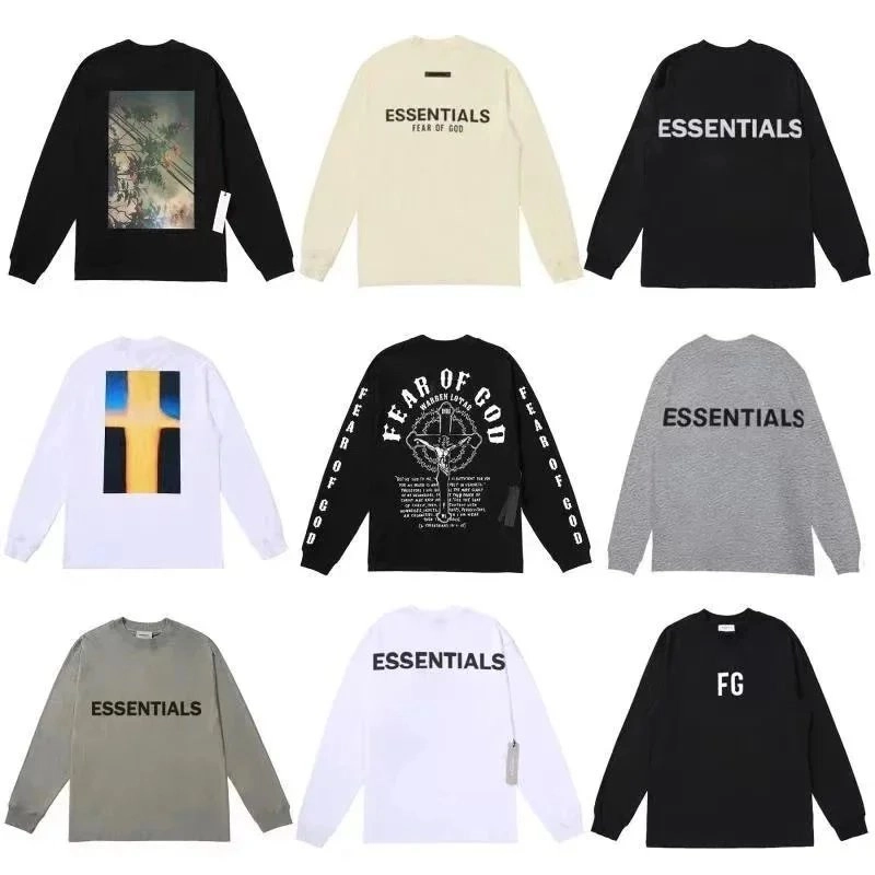 Fear of God Essentials Long Sleeve Tee Black Crucifix Print