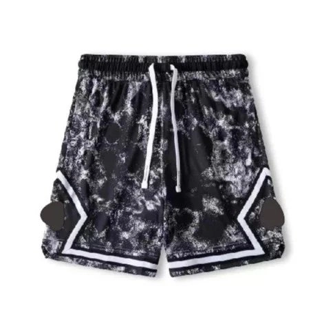 Black White Tie-Dye Basketball Shorts with Side Patches