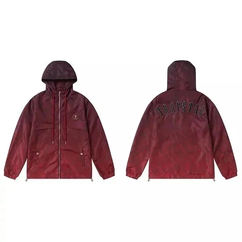 Trapstar Embroidered Hooded Windbreaker Jacket - Deep Red