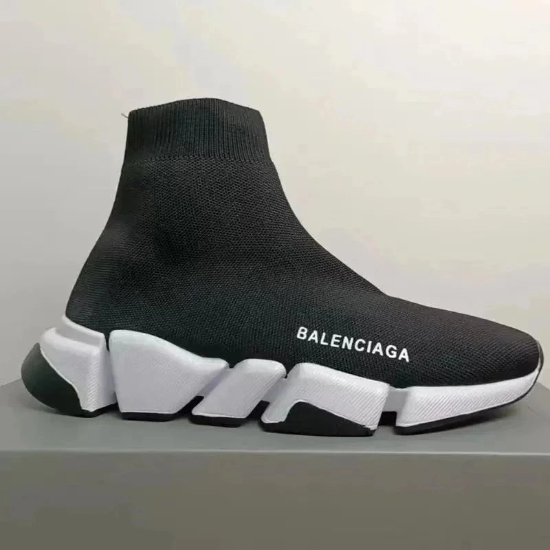 Balenciaga Speed Trainer Black Knit with White Chunky Sole