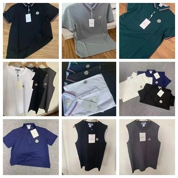 Moncler Classic Polo Shirt with Logo Patch and Striped Collar