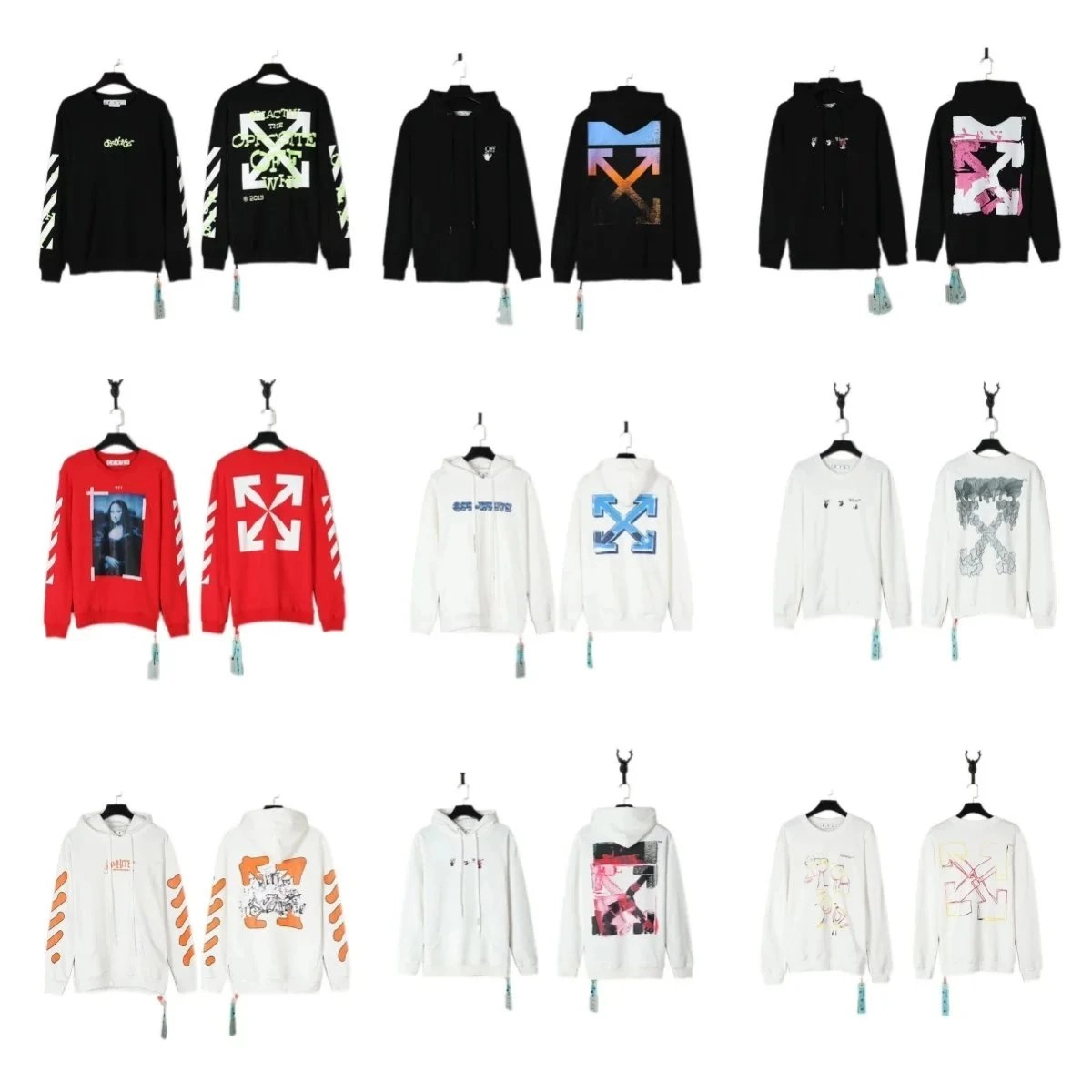 Off-White Diag Arrow Hoodie Black White Gradient Print