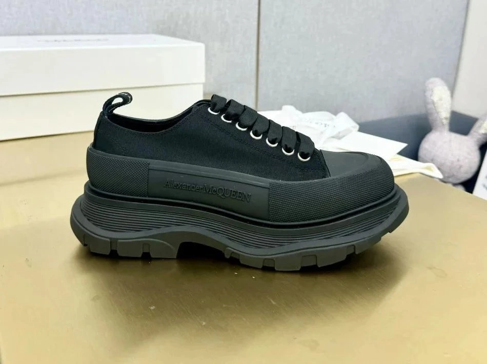 Alexander McQueen Oversized Sole Black Canvas Sneaker