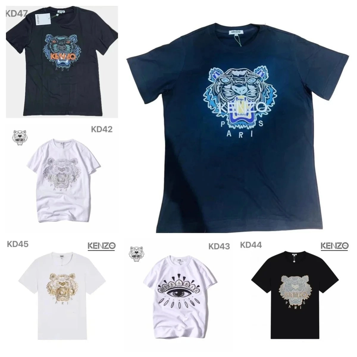 KENZO Tiger Head Graphic T-Shirt Navy Blue Gradient Print