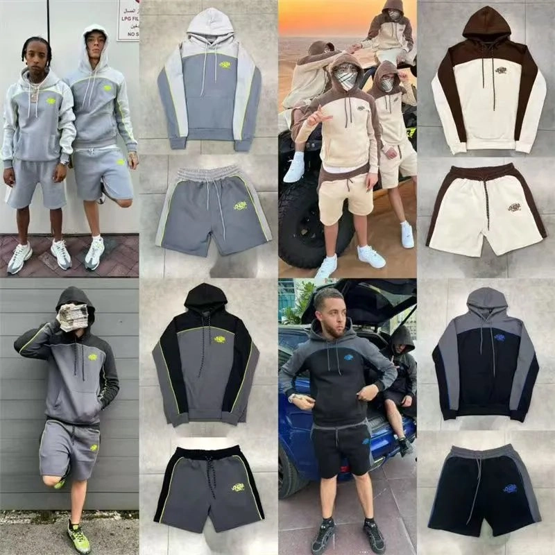 LPS FIL Color-Block Hoodie and Shorts Set with Logo Embroidery