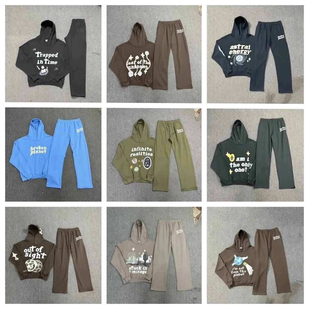 Broken Planet Trapped in Time Hoodie and Jogger Set - Charcoal