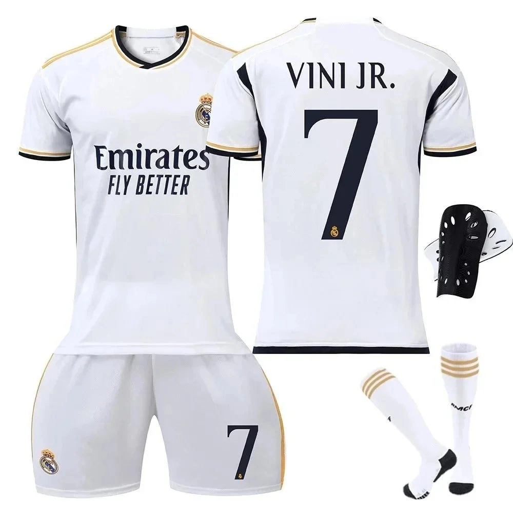 Real Madrid Vinicius Jr #7 Home Jersey Kit White Gold 2023