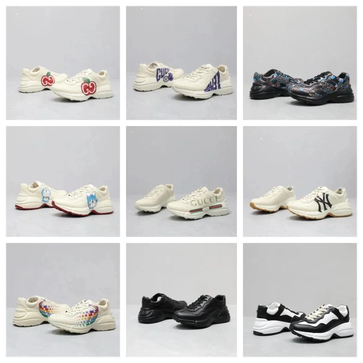 Gucci Rhyton Apple Logo Cream Sneakers with Red Cherry Detail