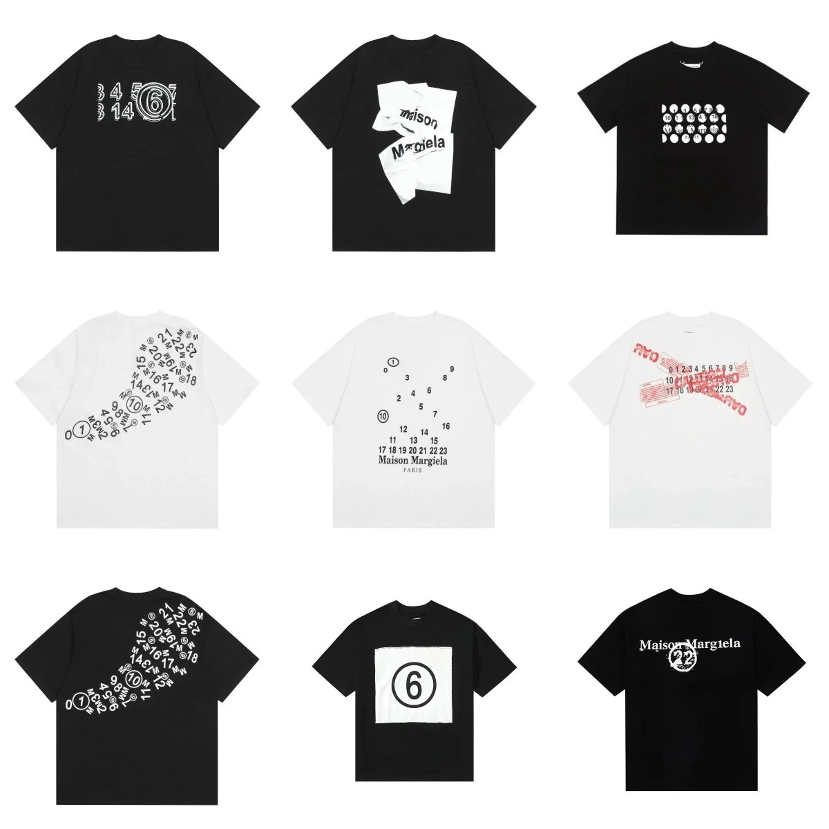 Maison Margiela Replica Numeric Print T-Shirt Black