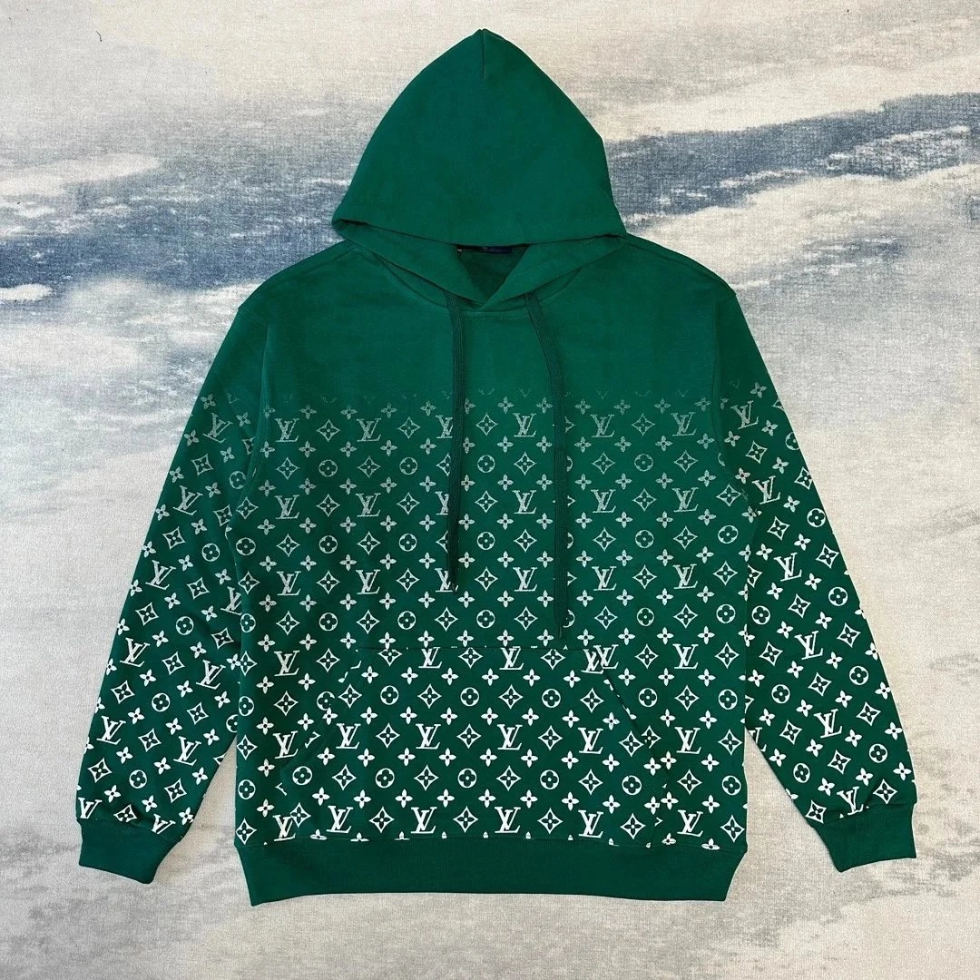 Louis Vuitton Monogram Green Gradient Hoodie with White Pattern