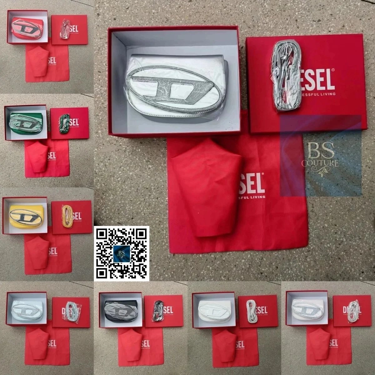 Diesel D-Logo Belt Buckle Silver Metallic with Red Box Packaging