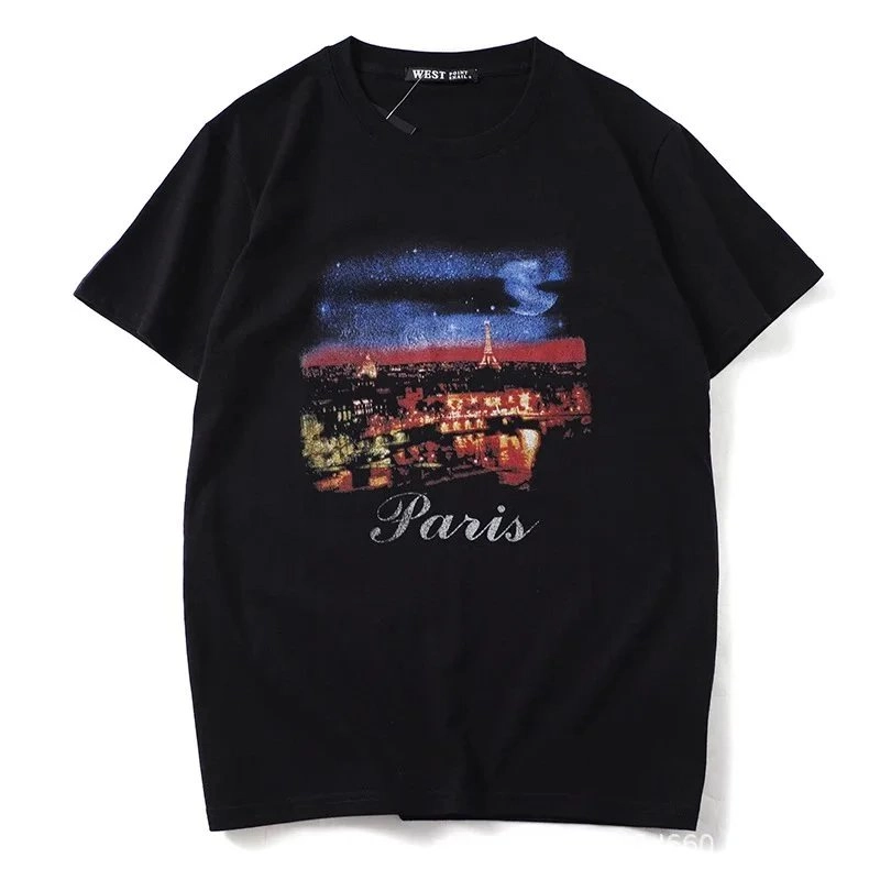 WEST LAB Paris Night Sky Graphic T-Shirt Black