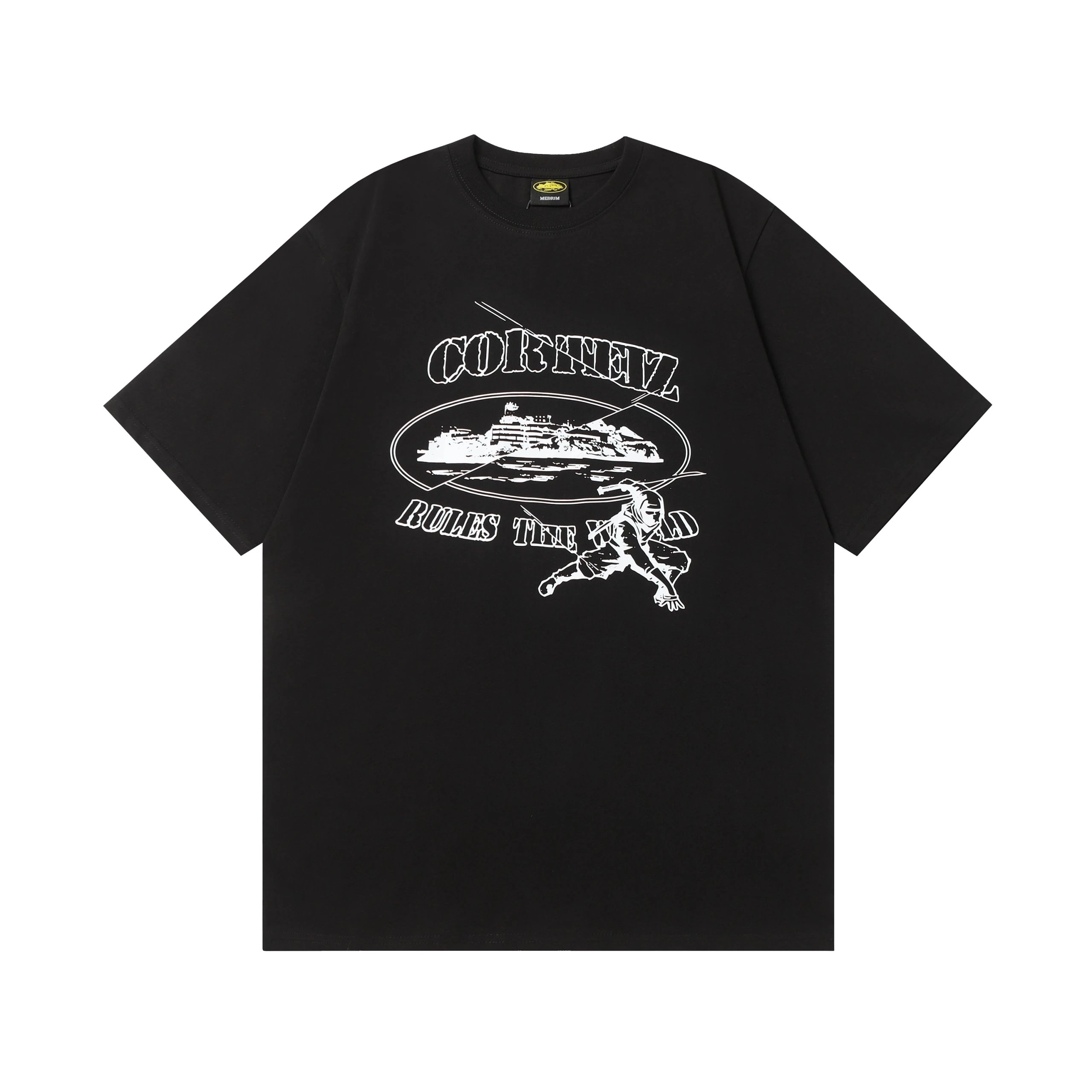 Cortez Rules the World Graphic Oversized Black T-Shirt