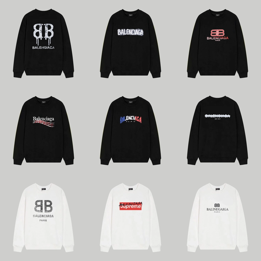 Balenciaga BB Logo Dripping Print Black Crewneck Sweatshirt