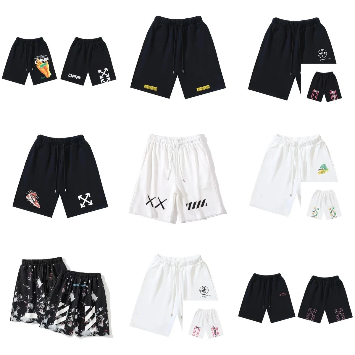 Off-White Diag Arrow Black Shorts with Graphic Print
