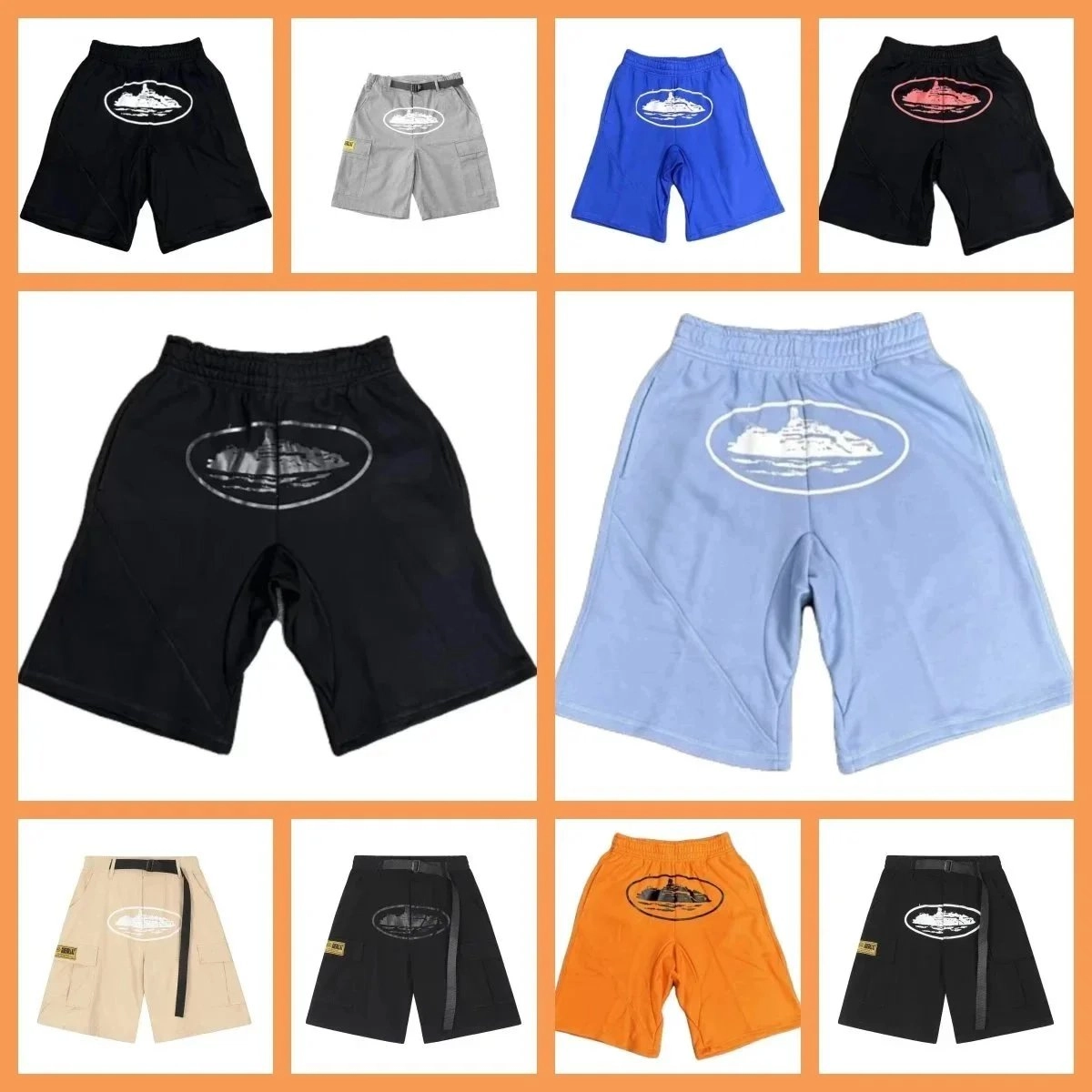Submariner Naval Vessel Graphic Shorts - Black with Silver Print
