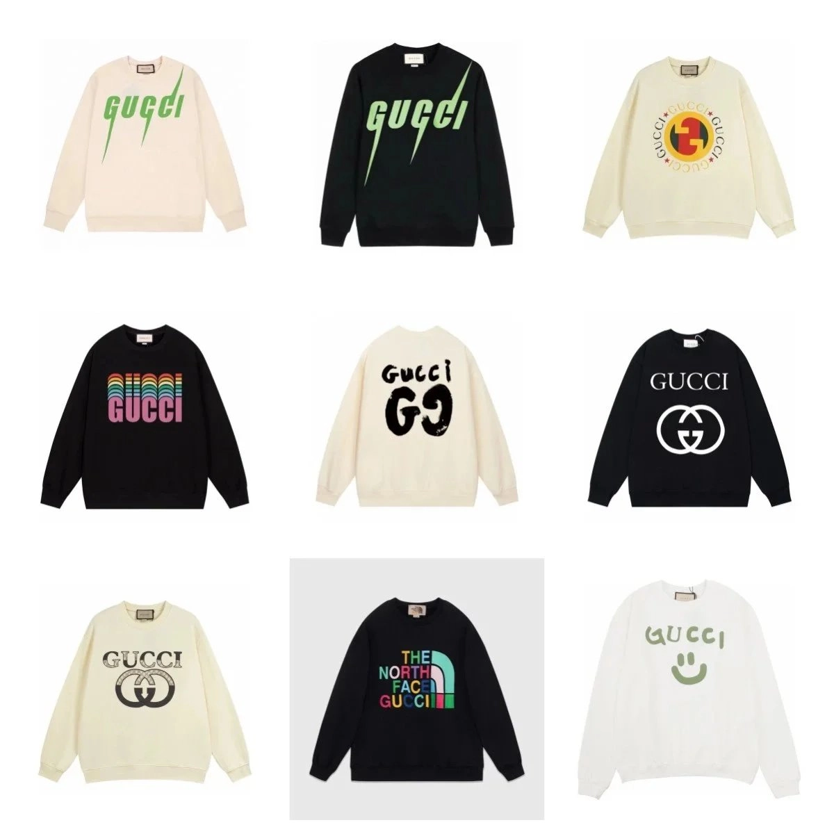 Gucci Lightning Bolt Logo Crewneck Sweatshirt Black