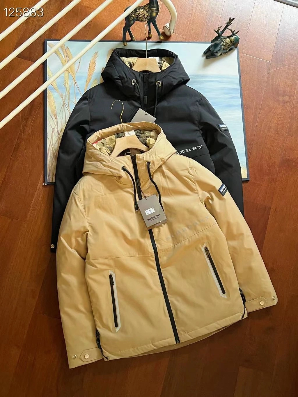Burberry Hooded Puffer Jacket Beige with Reflective Zippers