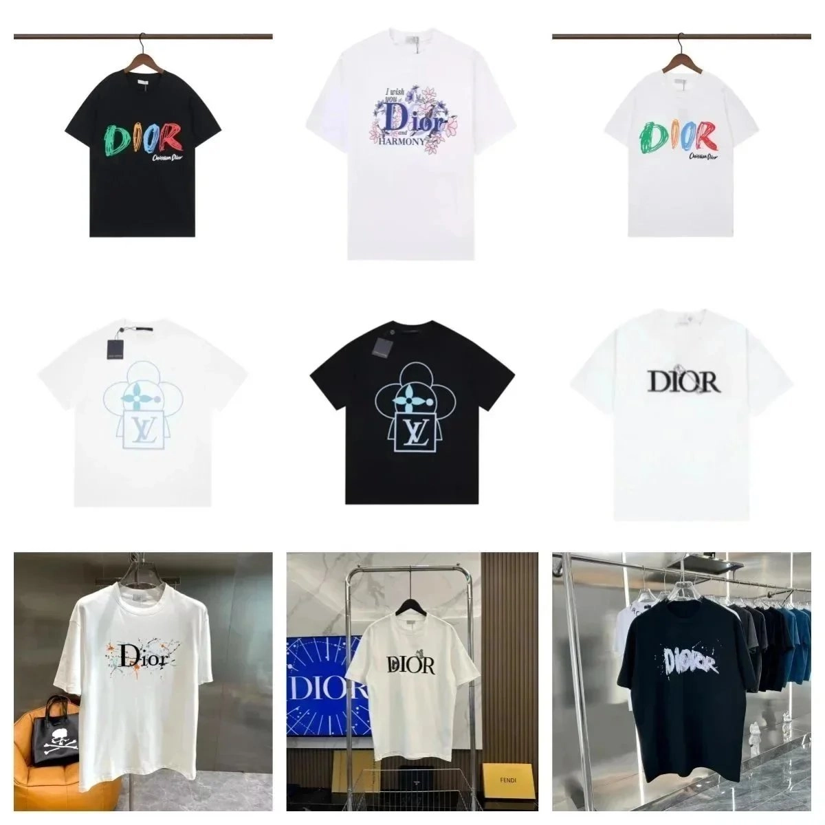 Dior Christian Dior Multicolor Logo Graphic T-Shirt Black