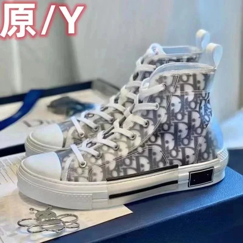 Dior B23 High-Top Sneakers Monogram Clear Mesh White