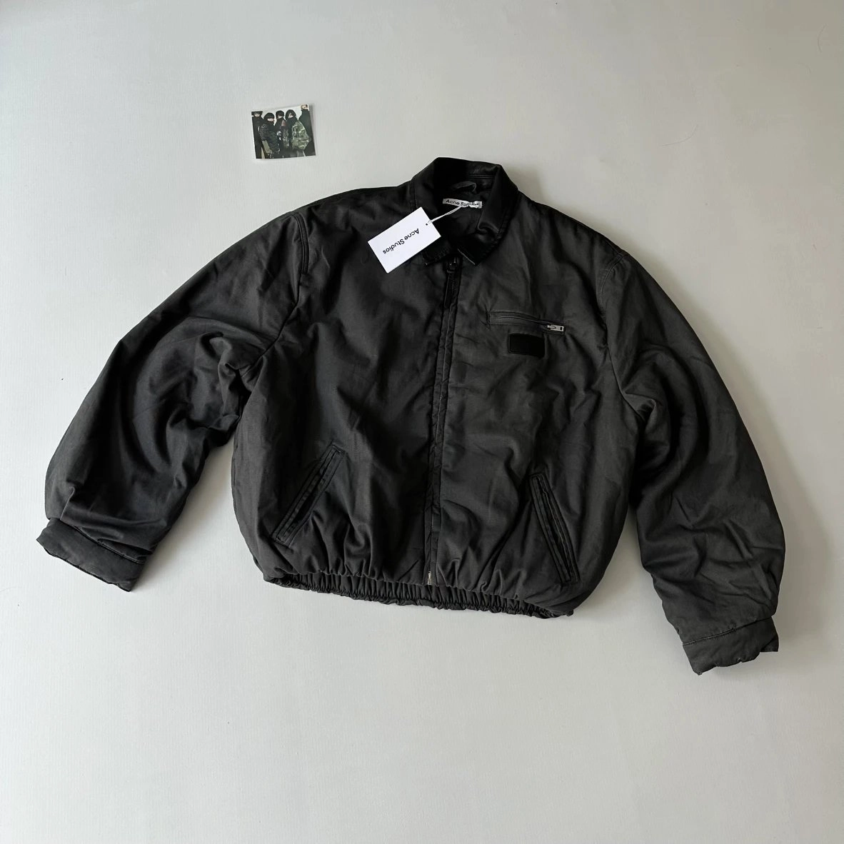 Acne Studios Black Oversized Bomber Jacket with Zip Pocket