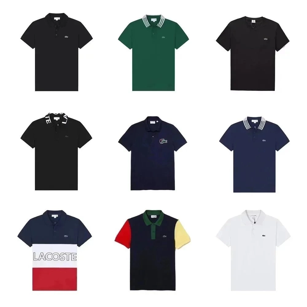Lacoste Classic Polo Shirt Navy with White Striped Collar