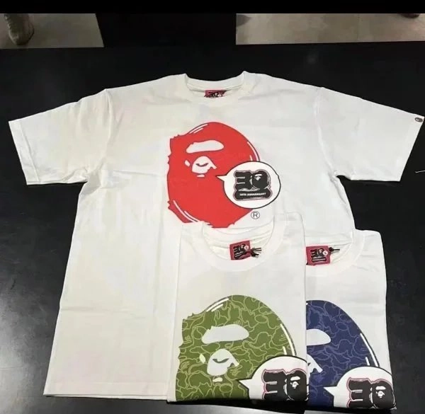 BAPE 30th Anniversary Ape Head Graphic T-Shirt Red Camo