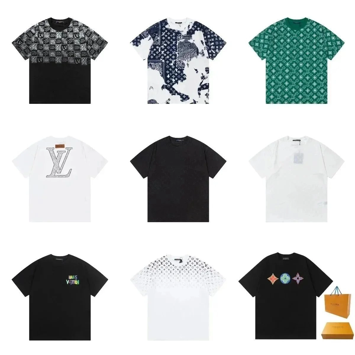 Louis Vuitton Monogram Print T-Shirt Black White Gradient