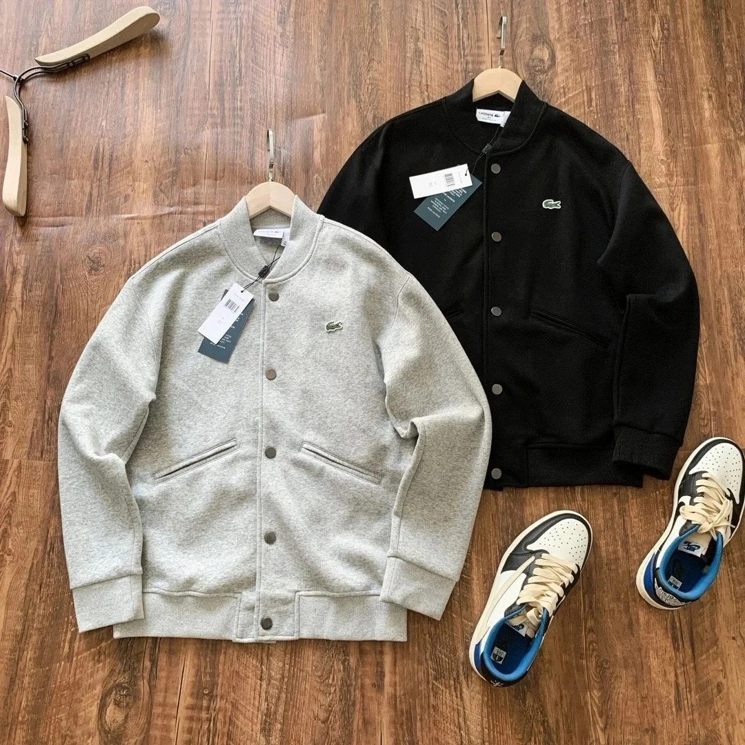 Lacoste Classic Varsity Jacket in Heather Gray and Black