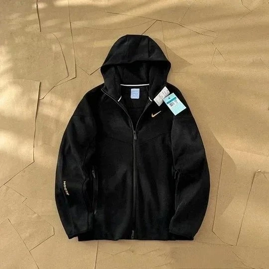 Nike Tech Fleece Full-Zip Hoodie Black with Gold Swoosh