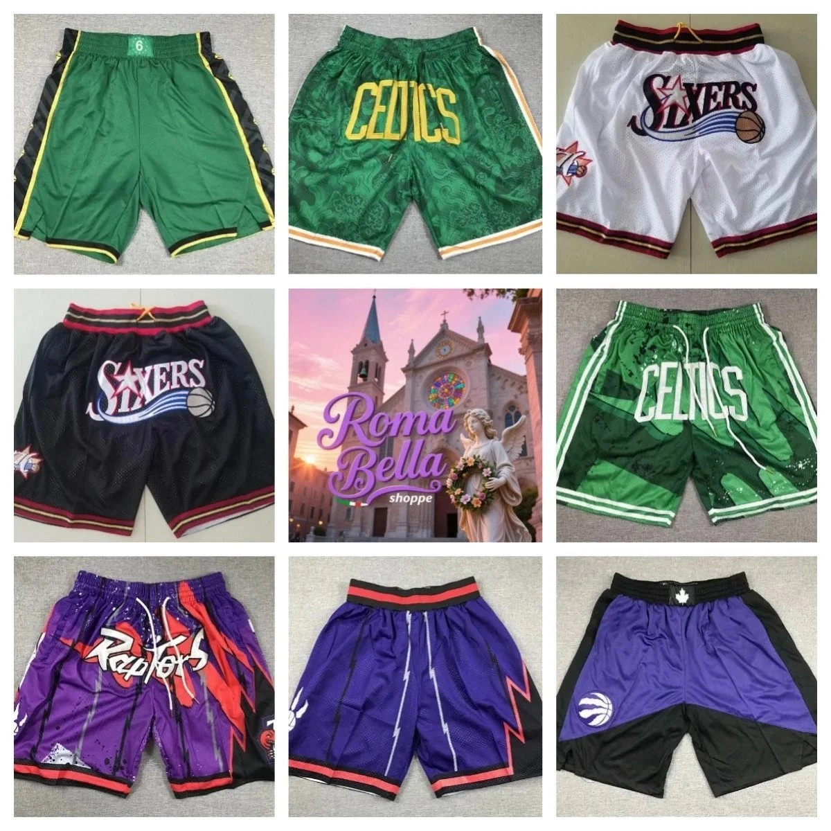 Boston Celtics Green Retro Mesh Basketball Shorts with Yellow Logo