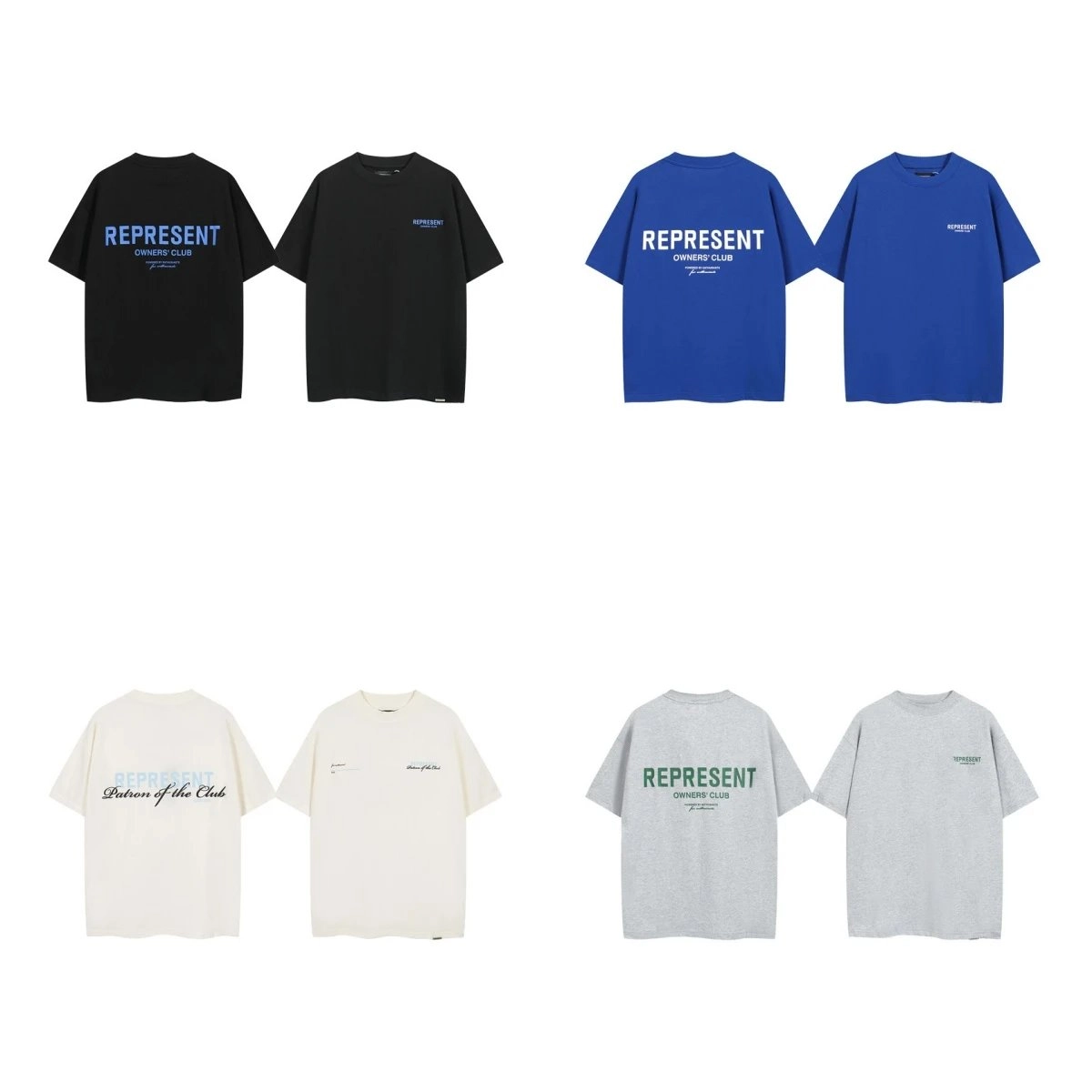 REPRESENT Owners' Club Graphic T-Shirt - Black Blue Cream Gray