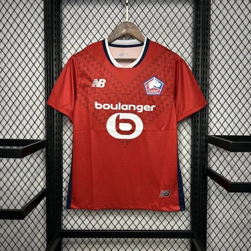 New Balance Lille OSC 2023-24 Home Jersey Red Zigzag Pattern