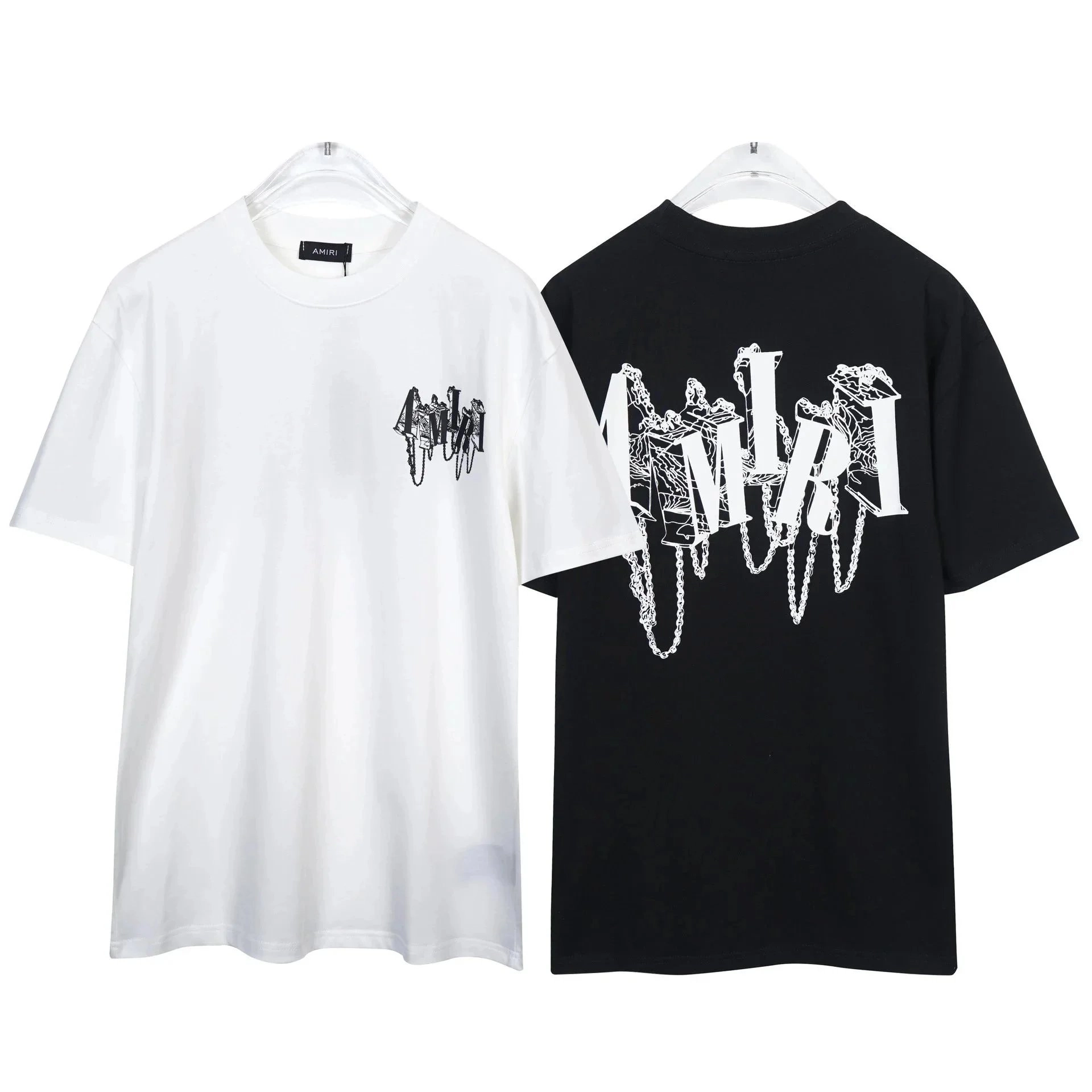 AMIRI Chain-Logo Graphic T-Shirt - White and Black
