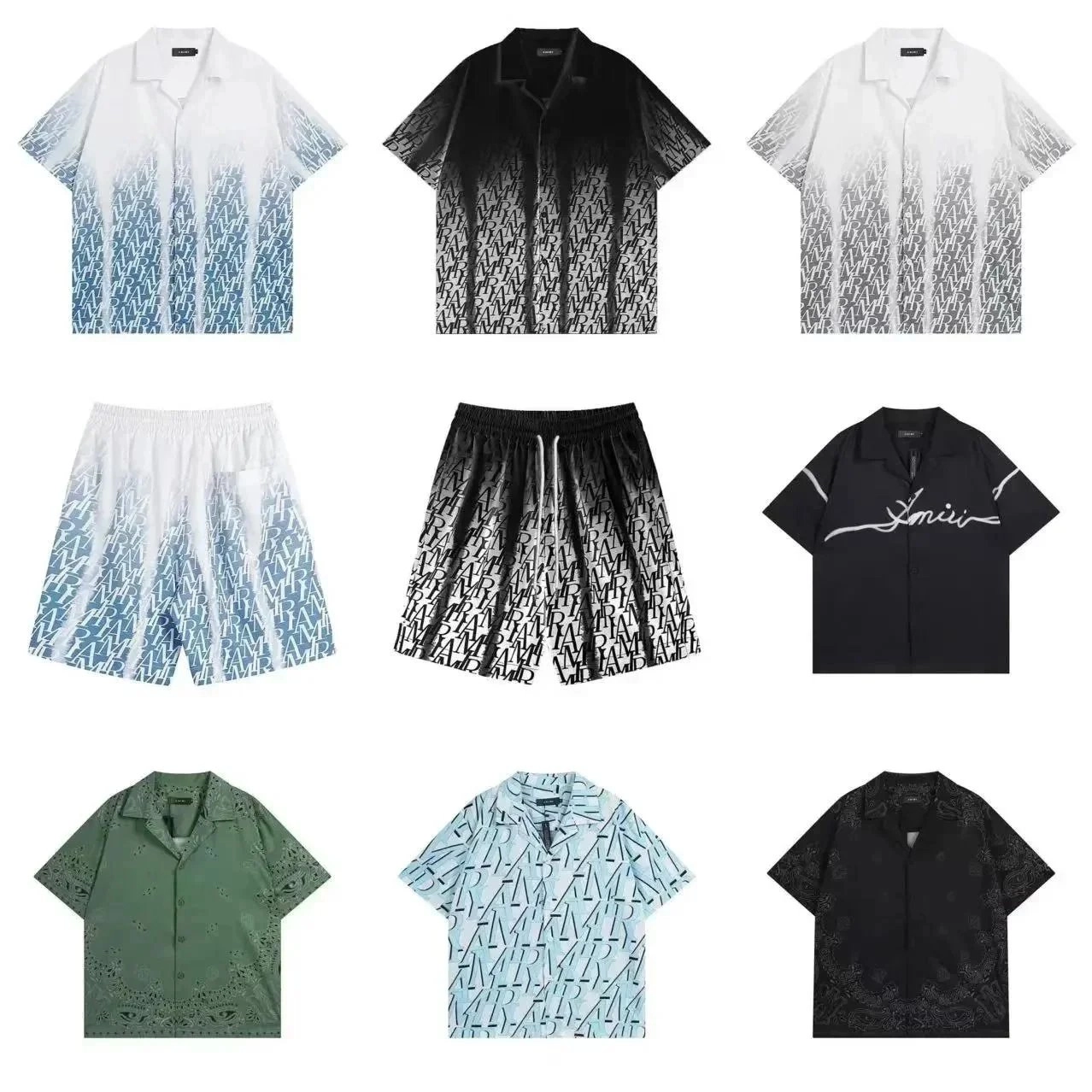 Amiri Gradient Logo Print Short-Sleeve Shirt - Blue Fade