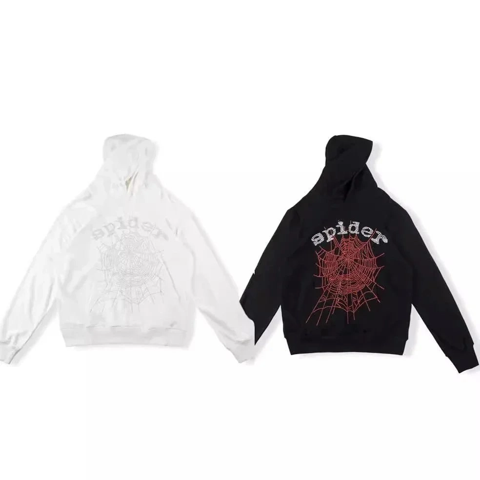 Spider Brand Hoodie with Embroidered Spiderweb Design Black/White