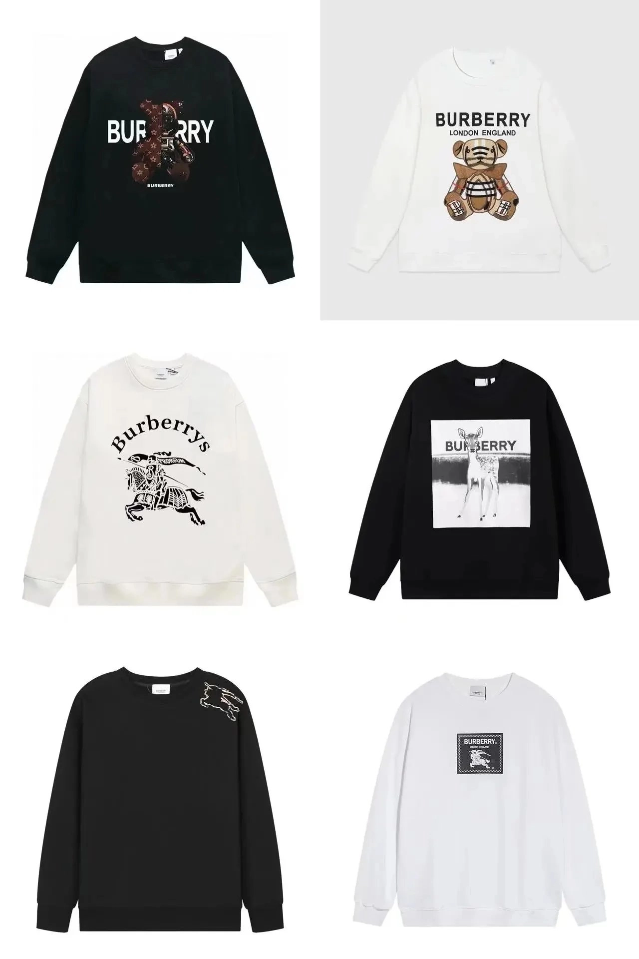 Burberry Thomas Bear Logo Cotton Sweatshirt Black