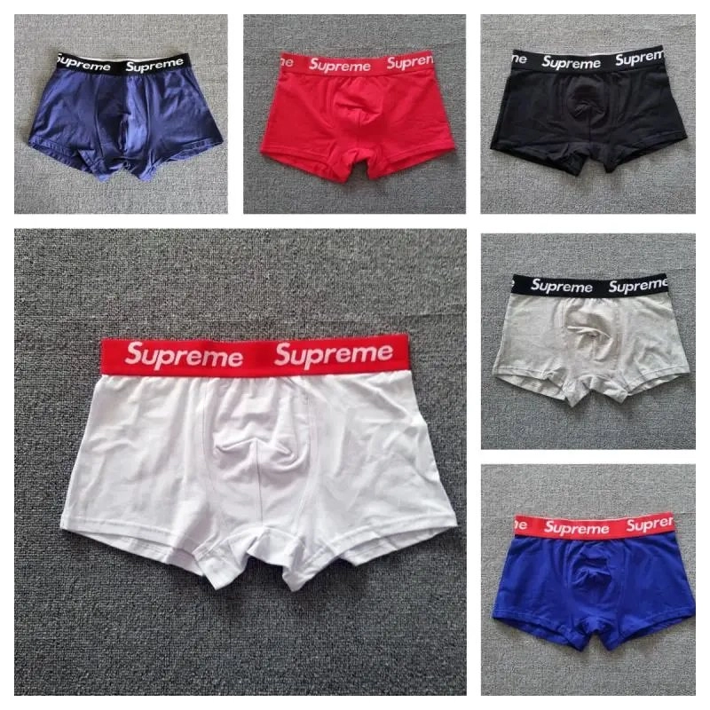 Supreme Boxer Briefs Cotton Underwear with Logo Waistband