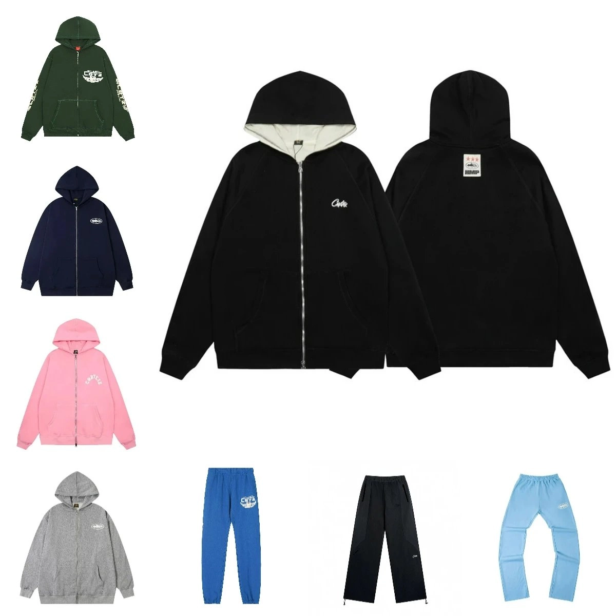 Corte Reversible Zip-Up Hoodie Black-Cream Contrast Lining
