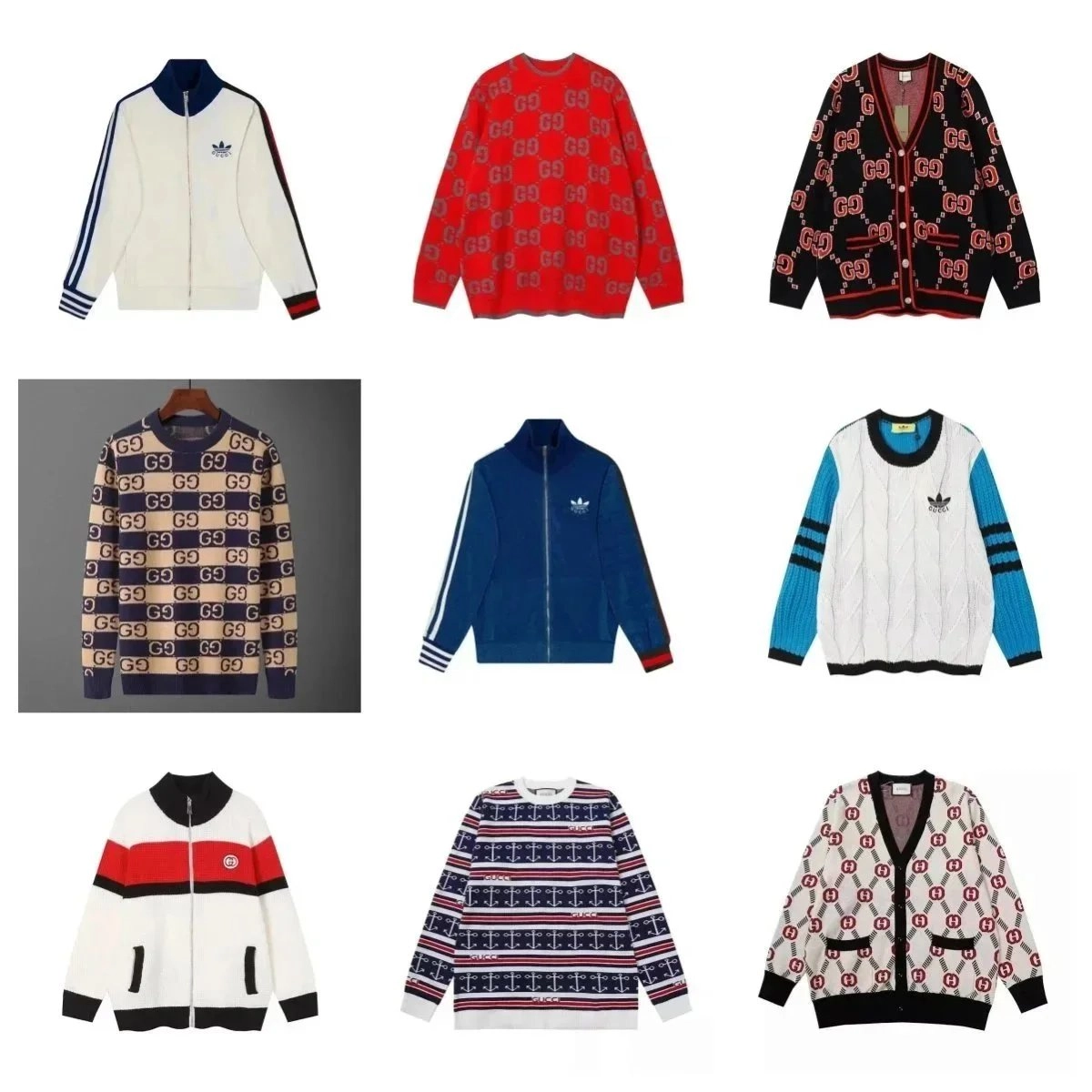 Gucci GG Monogram Knit Cardigan Black-Red Pattern