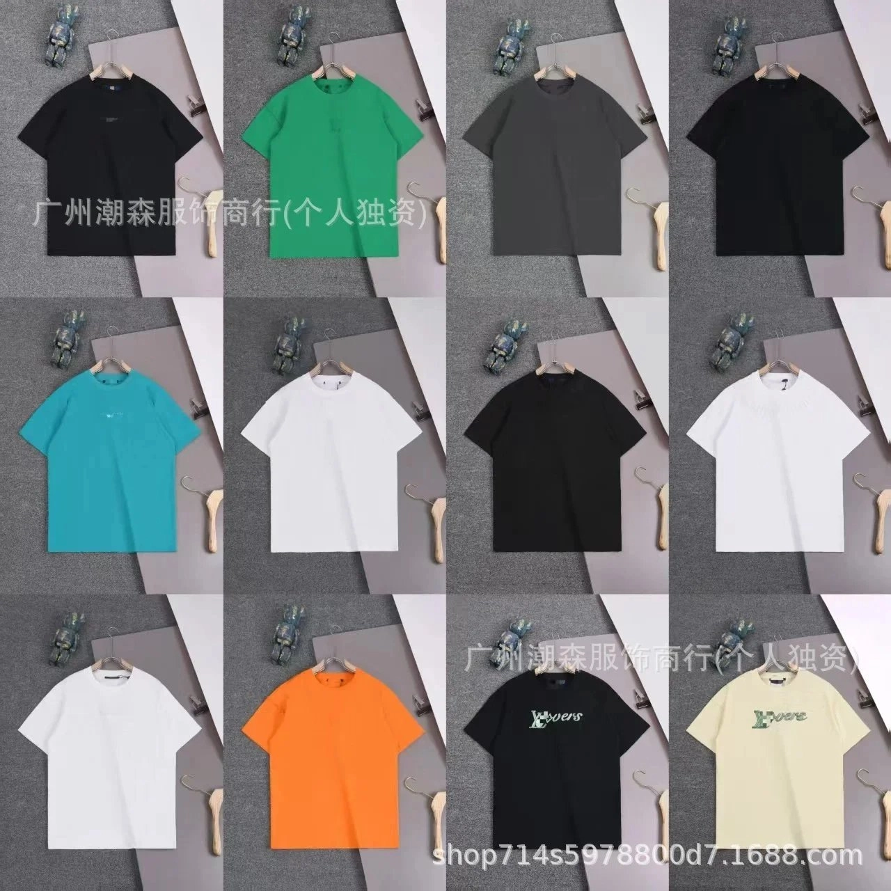 Xovers Logo Embroidered Cotton T-Shirt - Black Green White Orange Teal