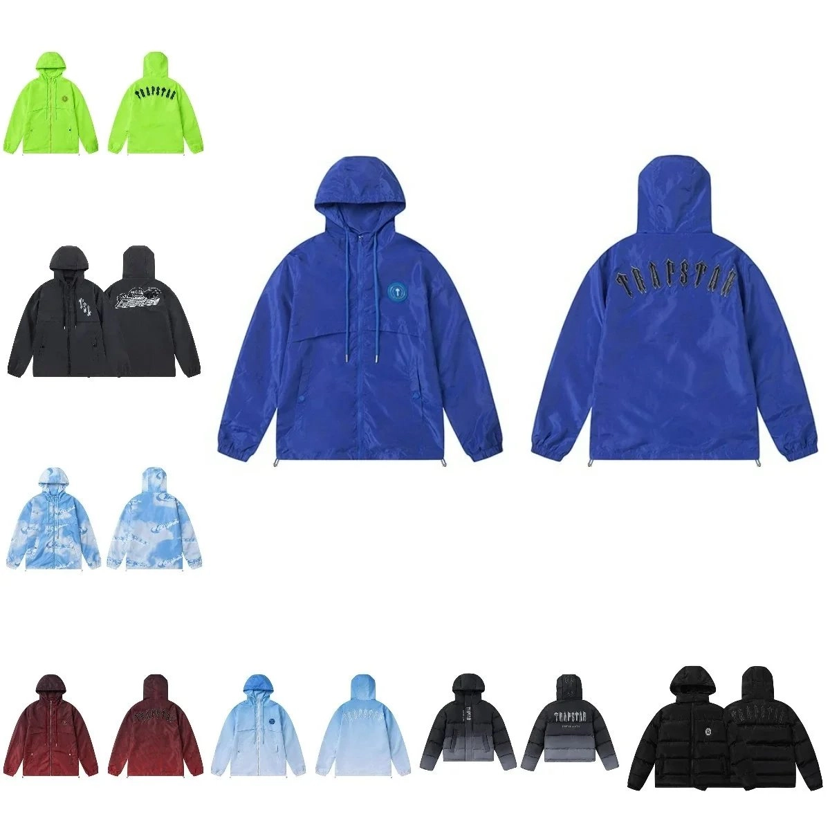 Trapstar Blue Windbreaker Jacket with Embroidered Logo and Back Print