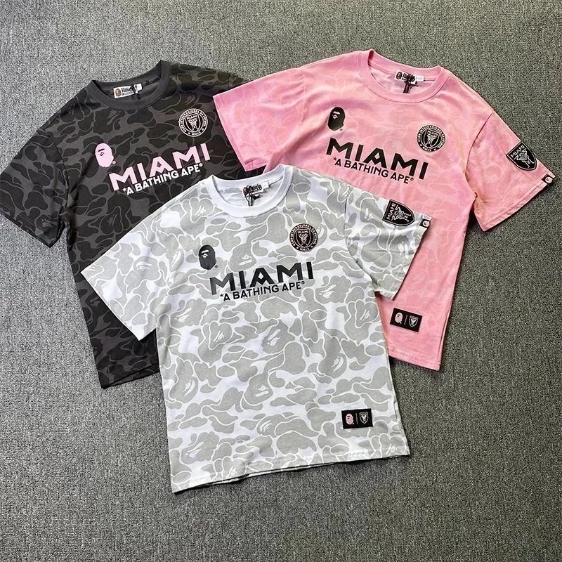 BAPE x Inter Miami CF Camo T-Shirt Collection - Black, Pink, Gray