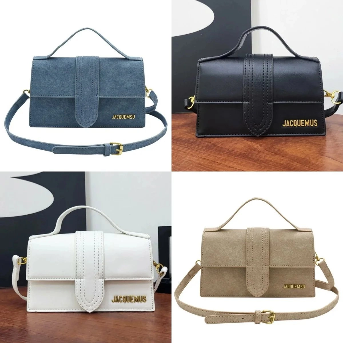 Jacquemus Le Chiquito Mini Saddle Bag in Blue Suede